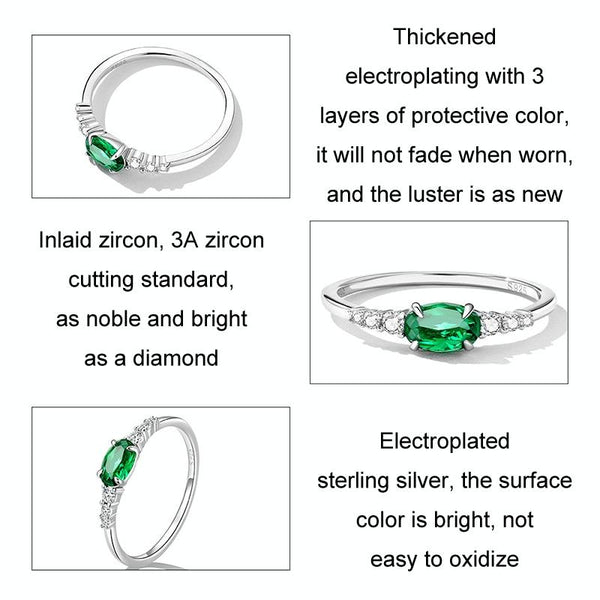 Sterling Silver S925 Zircon Ring Platinum Plated Ring, Size: No.8(BSR265)