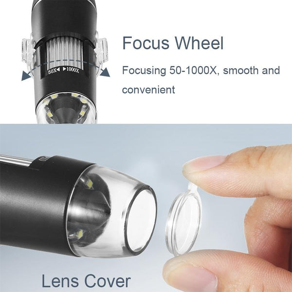A8 50X-1000X USB Hose Stand Digital Microscope LED Light Handheld Portable Microscope