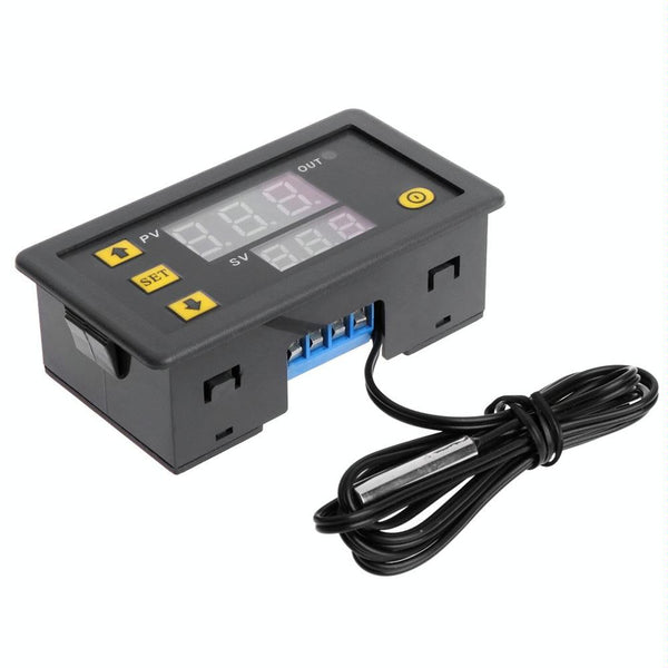 High-precision Microcomputer Intelligent Digital Display Switch Thermostat, Style:12V Power Supply(Red and Blue Display)