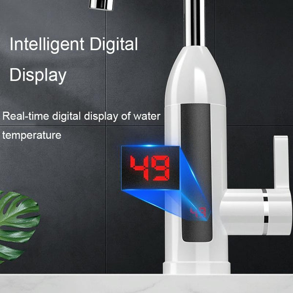 Smart Household Digital Display Instant Hot Kitchen Electric Faucet, Plug: EU Plug(Stainless Steel)