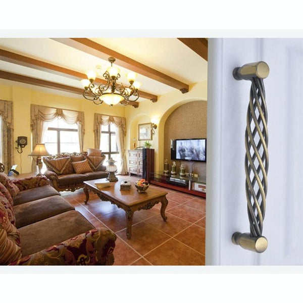 6100-160 Classic Birdcage Shape Iron Cabinet Wardrobe Drawer Door Handle, Hole Spacing: 160mm (Matte Black)