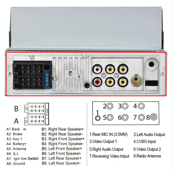 A3061 7 Inches MP5 Bluetooth Player Universal Wired CarPlay Reversing Image Integrated, Style: Standard+4 Lights Camera