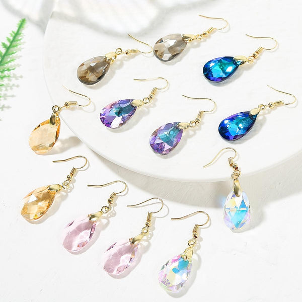 E2108-2 Champagne Color Natural Crystal Handmade Earrings Zircon Long Earrings