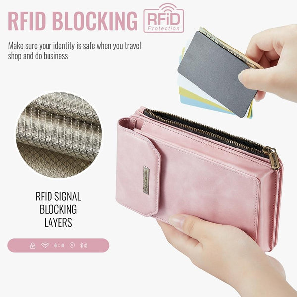 CaseMe Me40 Vertical Multifunctional Shoulder Crossbody Phone Bag(Pink)