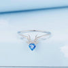 BSR338 Sterling Silver S925 White Gold Plated Blue Heart Deer Zirconia Ring(No.7)