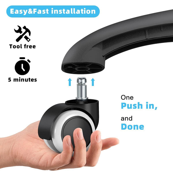 2 Inch 11 x 22mm Plunger Swivel Casters Chair Replacement Wheels(White)