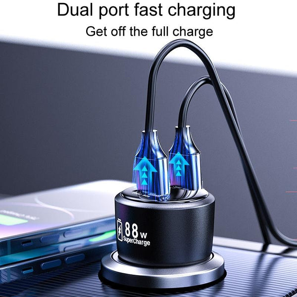 88W Vehicle Mini Fast Charging Charger Car One To Two Cigarette Lighter