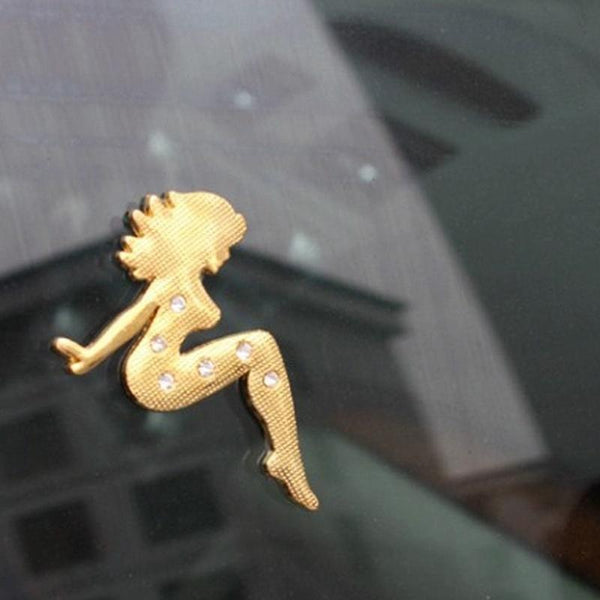 Beautiful Girl Diamond Metal Chrome Badges (Gold)