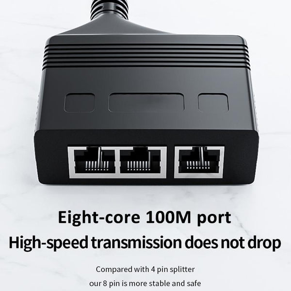 Male RJ45 3 in 1 100M Network Splitter Cable Ethernet Network Coupler