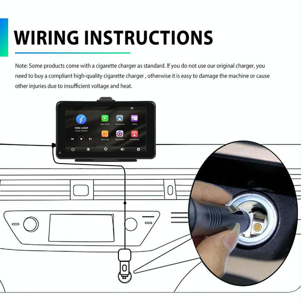 A3135 7 Inch HD Wired Smart Screen With Wireless CarPlay + Android Auto + Android With With 16G Memory Card