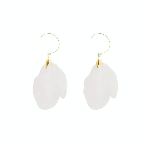 Long Exaggerated Fabric Art Handmade Petal Earrings, Color: E1908-20 White