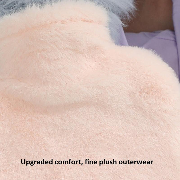 1L Hot Water Bag Dual Hands Plush Cute Hand Warmer, Style: Black and White Puppy