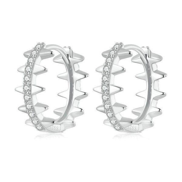 BSE770 Sterling Silver S925 Rivet Plated Platinum Zircon Earrings