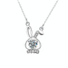XMA023 Mozan Diamond Rabbit 925 Silver Necklace Girl Neck Chain(White)