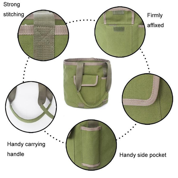 Rainproof Canvas Handbag Garden Tool Bucket Bag(Green)