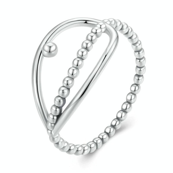SCR905 S925 Sterling Silver Fake Three Layers Round Peas Ring(No.6)