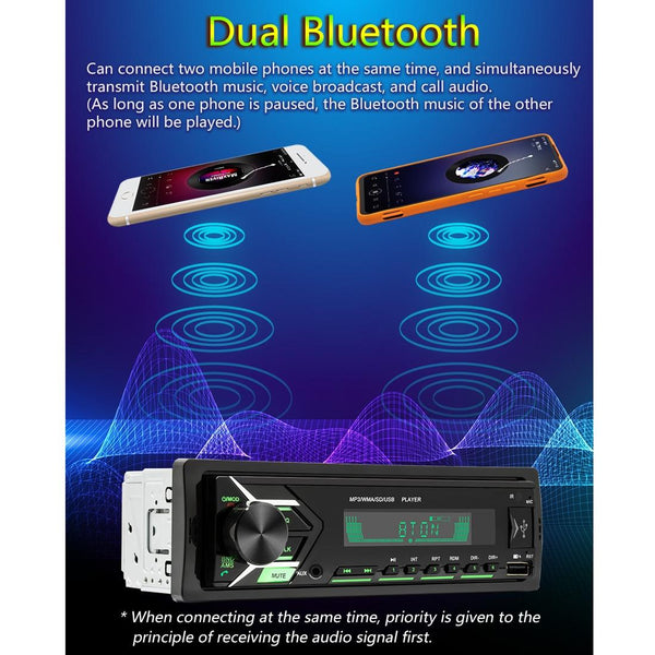 SWM503 Car Radio Receiver MP3 Player with Remote Control, Support FM & Bluetooth & USB & AUX & TF Card