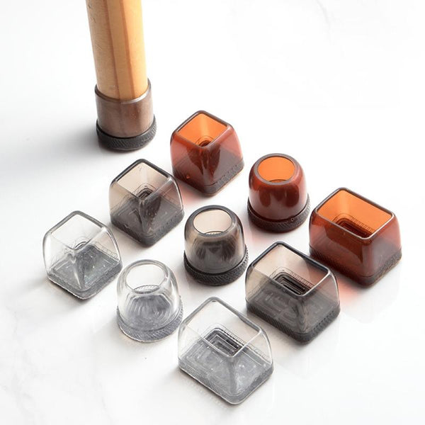 4pcs / Set Thickened Wear-Resistant Table And Chair Leg Covers Household Quiet Non-Slip Stool Foot Protector, Style: Mini Small Square Light Brown