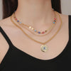 Angel Eyes Pendant Layered Necklace, Model: N2210-4 3 Layer Colorful Eyes
