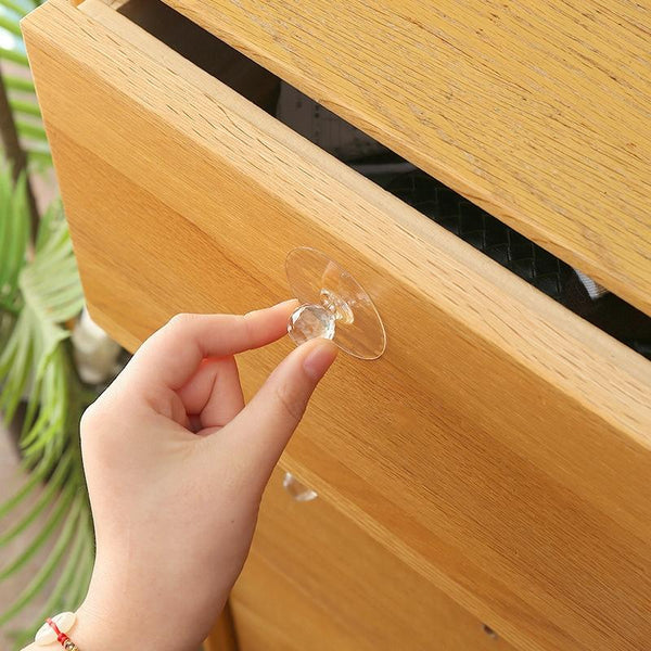 2pcs /Pack Invisible Cabinet Drawer Suction Cup Sticky Handle Acrylic Self-Adhesive Closet Glass Handle