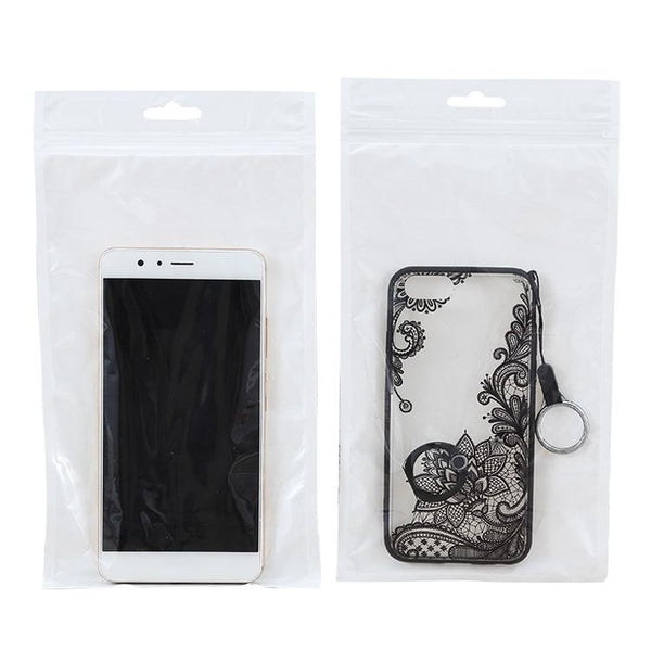 100 PCS 8.5cm x 11cm Hang Hole Clear Front White Pearl Jewelry Zip Lock Packaging Bag, Custom Printing and Size are welcome