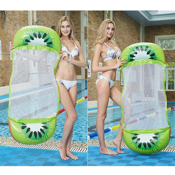 Fruit Style Inflatable Floating Row Hammock Pool Lounge Chair with Backrest, Color: Rainbow
