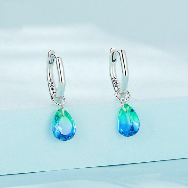 SCE1543 Sterling Silver S925 Gradient Glass Irregular Water Drop Earrings