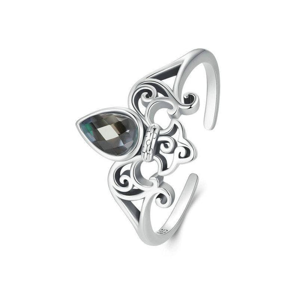 S925 Sterling Silver Vintage Iris Open Adjustable Ring(SCR1016-E)