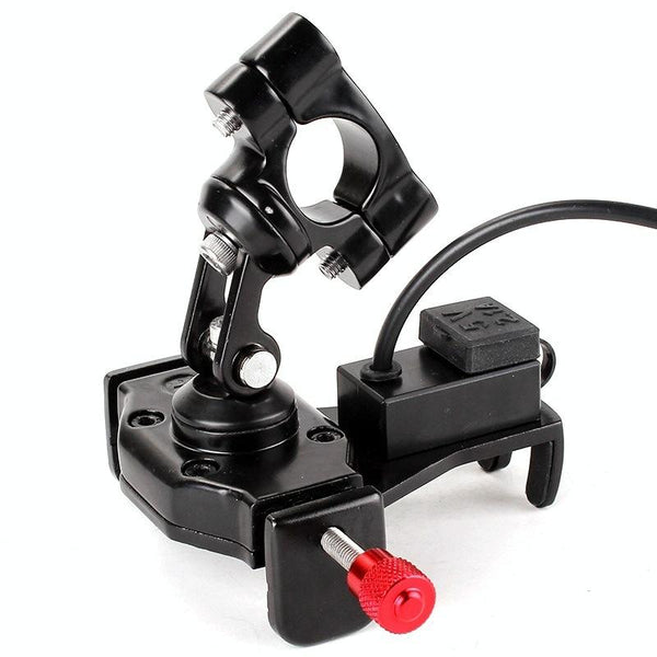 360 Degree Rotating Motorcycle Mobile Phone Holder with USB charger, Suitable for 3.5-6.6 inch Phones