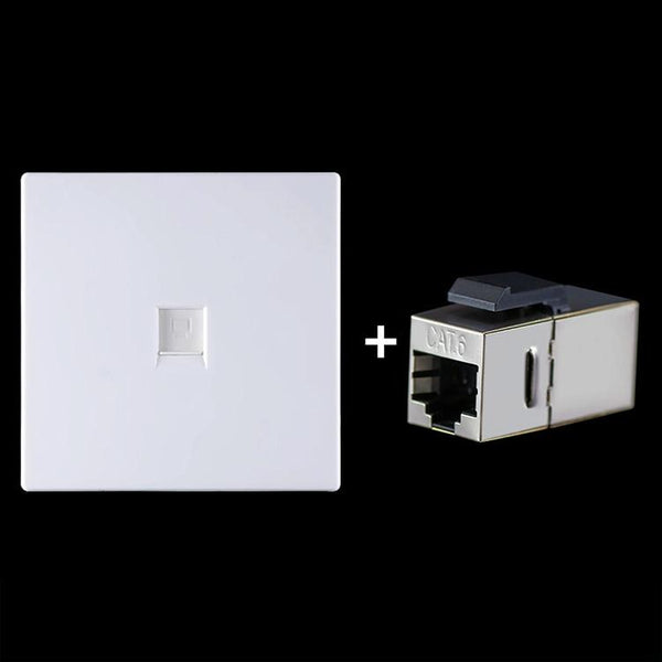 CAT.6 Shielded Pass-through Network Module, Single Port Panel + Shielded Pass-through(White)