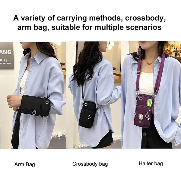Crossbody Mobile Phone Bag Vertical Wallet Wrist Pouch With Arm Band for Women, Style: Purple Balloon