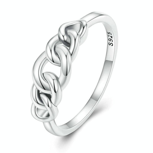 SCR891 Sterling Silver S925 Hollow Circle Chain Ring(No.6)