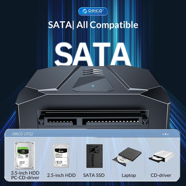ORICO UTS2 USB 3.0 2.5-inch SATA HDD Adapter with 12V 2A Power Adapter, Cable Length:1m(US Plug)