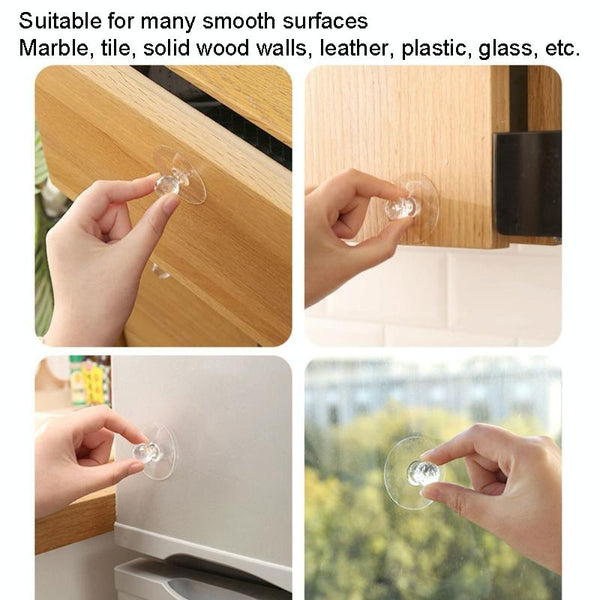 2pcs /Pack Invisible Cabinet Drawer Suction Cup Sticky Handle Acrylic Self-Adhesive Closet Glass Handle