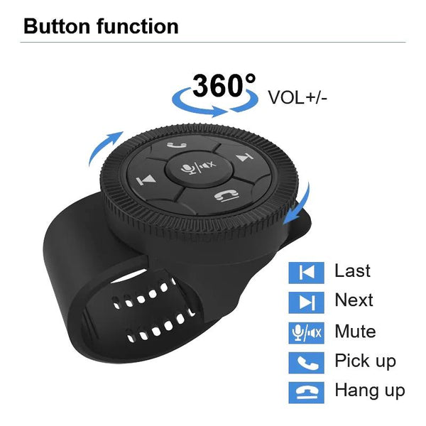 Universal Strap Shape Steering Wheel Remote Control Car Multimedia Wireless Button Remote Control (Black)