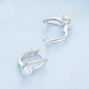 BSE732 Sterling Silver S925 White Gold Plated Zirconia Hollow Line Earrings