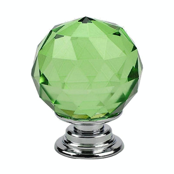 30mm K9 Plated Transparent Glass Crystal Spherical Single Hole Drawer Handle(Green)