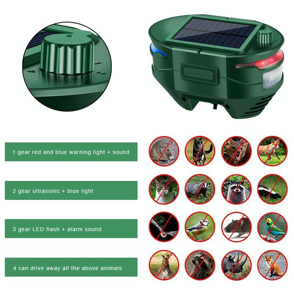 RC-544 Outdoor Solar Ultrasonic Infrared Sensor Animal Repeller(Dark Green)