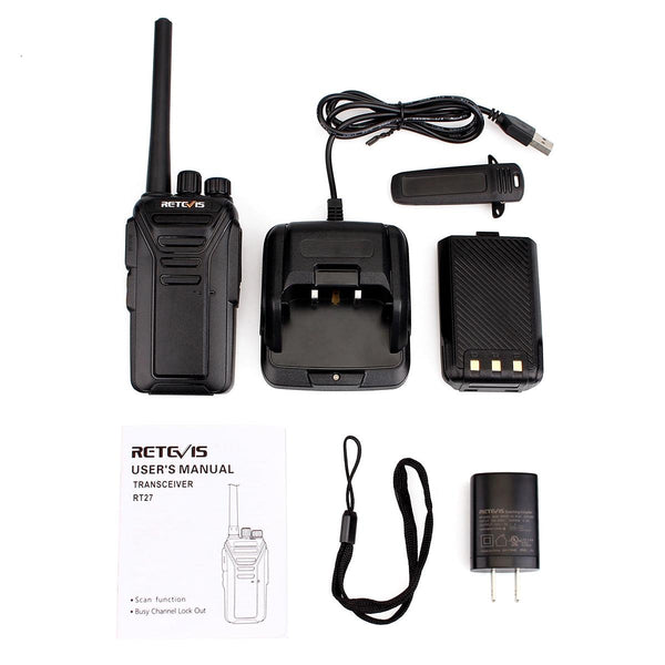 RETEVIS RT27 2W US Frequency 462.5500MHz-467.7125MHz 22CHS FRS Two Way Radio Handheld Walkie Talkie, US Plug(Black)