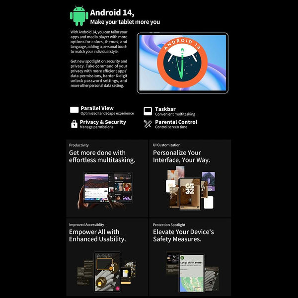 Teclast T60 Plus 4G LTE Tablet PC, 6GB+128GB, 12 inch Android 14 MediaTek Helio G88 Octa Core, Support Dual SIM