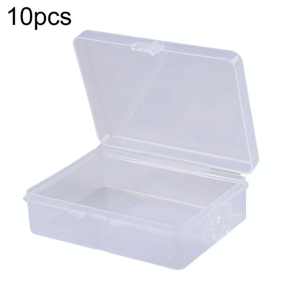 10pcs Rectangle Plastic Transparent Storage Box With Lid Dustproof Earring Ring Jewelry Storage Box, Size: 6.7x4.9x2.3cm