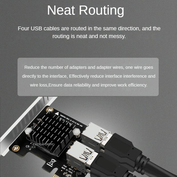 PCIE To PCI-E4 Port USB3.0 Expansion Card Graphics Card Extension(Half High Baffle)