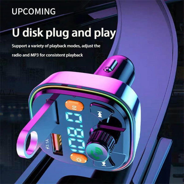 Q7 3.1A USB+PD Bluetooth Car Charger Car FM Transmitter Colorful Lighting