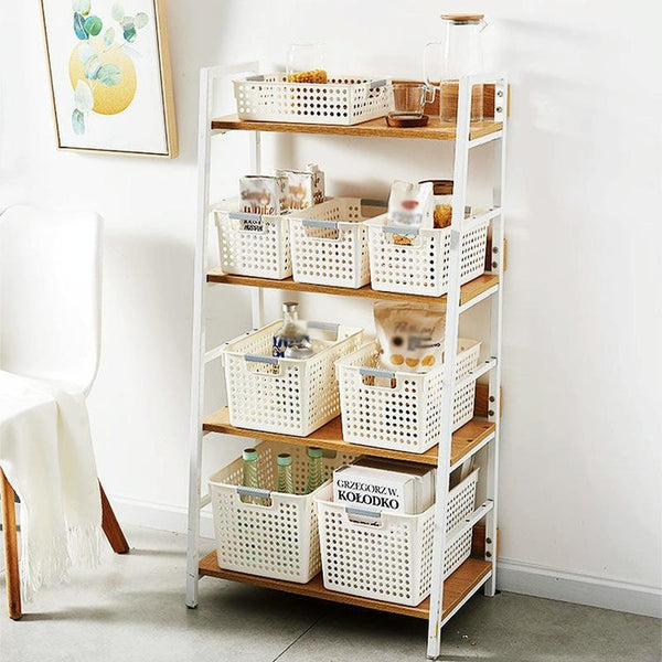 Plastic Storage Basket Desktop Sundry Organizer Frame Toys Kitchen Snacks Storage Box, Style: Shallow Small Blue