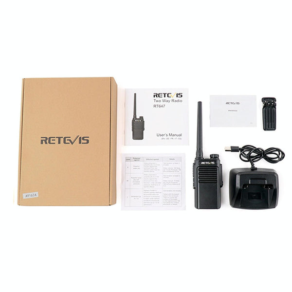 RETEVIS RT47 PMR446 16CHS IP67 Waterproof FRS Two Way Radio Handheld Walkie Talkie, EU Plug(Black)