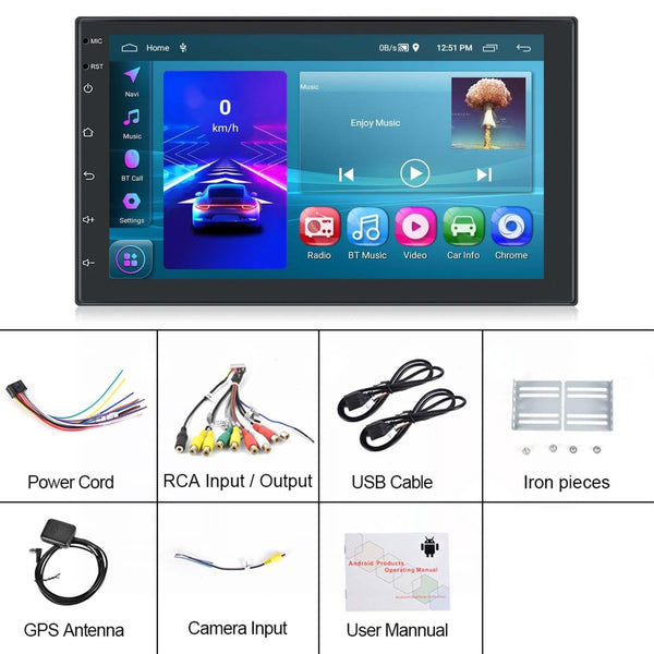 A3194 7 Inch Android 11 Central Control Carplay 2+32G Car Large Screen Navigation Reversing Video Player, Style: Standard