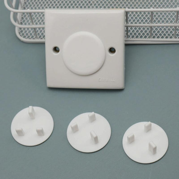 UK 3-Hole Baby Socket Protection Cover, Style: Round Thin White