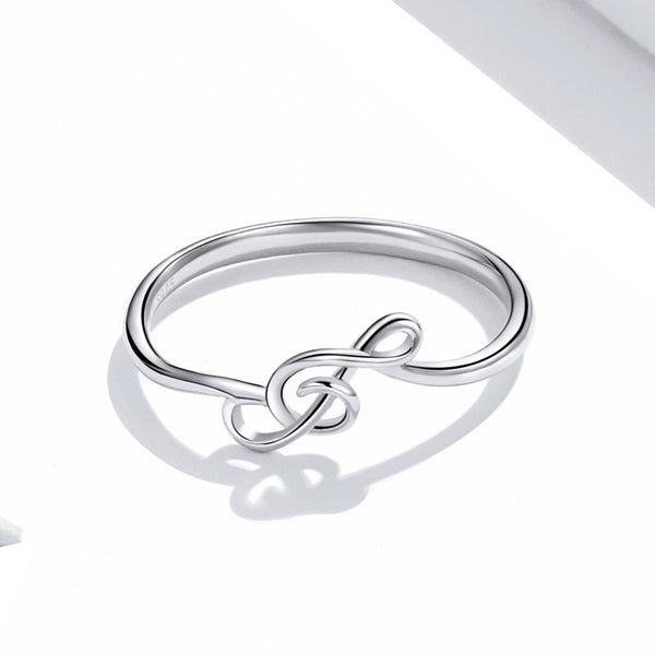 S925 Sterling Silver Musical Note Women Ring, Size:7