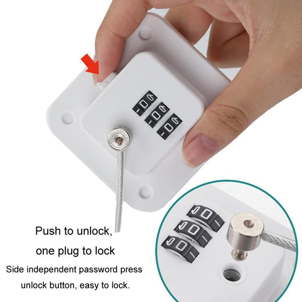 Child Safety Lock No Hole Window Limiter Refrigerator Drawer Cabinet Combination Lock, Specification: 3-bit White