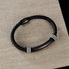 OPK PH1586 Simple Men Leather Bracelet Stainless Steel Magnetic Insert Buckle Bracelet, Color: Black